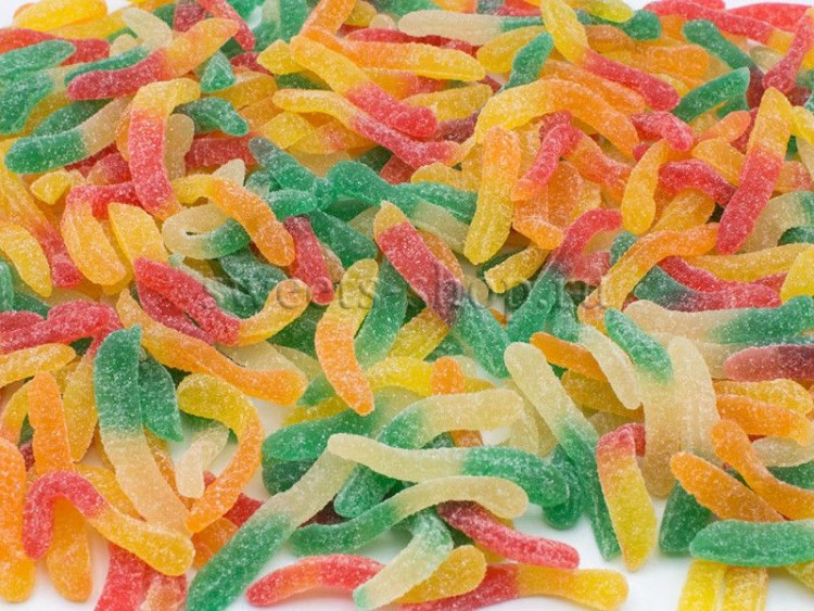 Жевательный мармелад "Кислые червячки в сахаре" 4гр HALAL