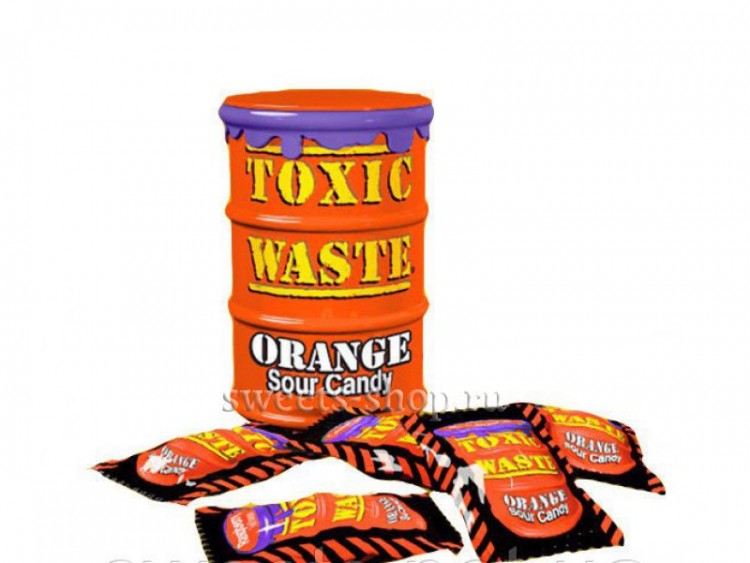 Леденцы Супер-кислые TOXIC WASTE оранжевая банка 42гр Toxic Waste ...