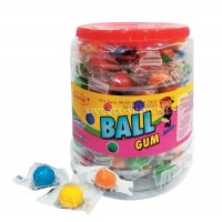Жевательная резинка с начинокой BALL GUM в стеклянной банке  3гр
