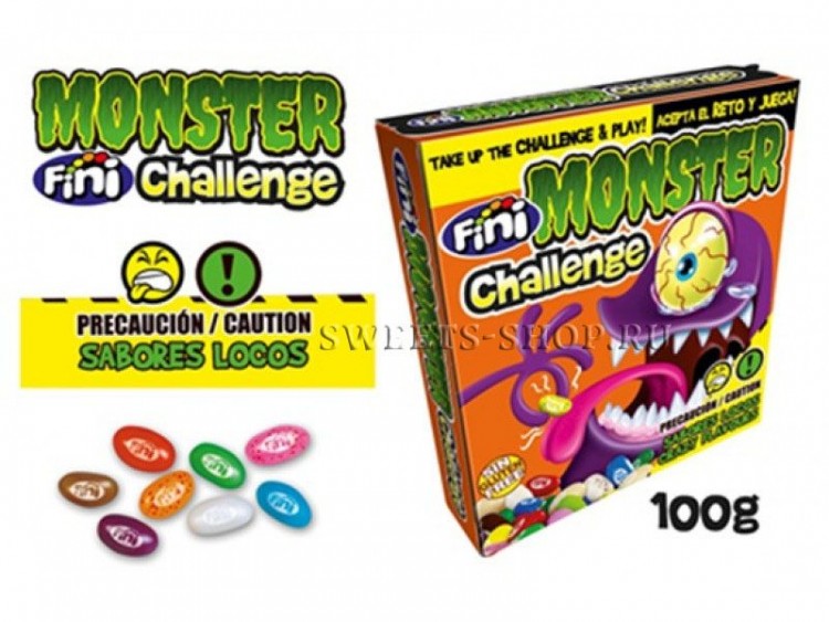 Драже мармеладное с необычными вкусами "Monster Challenge" с карточками 100гр